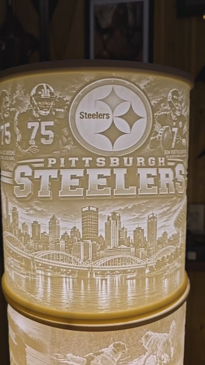 The Pittsburgh Steelers steel curtain NFL top mount design