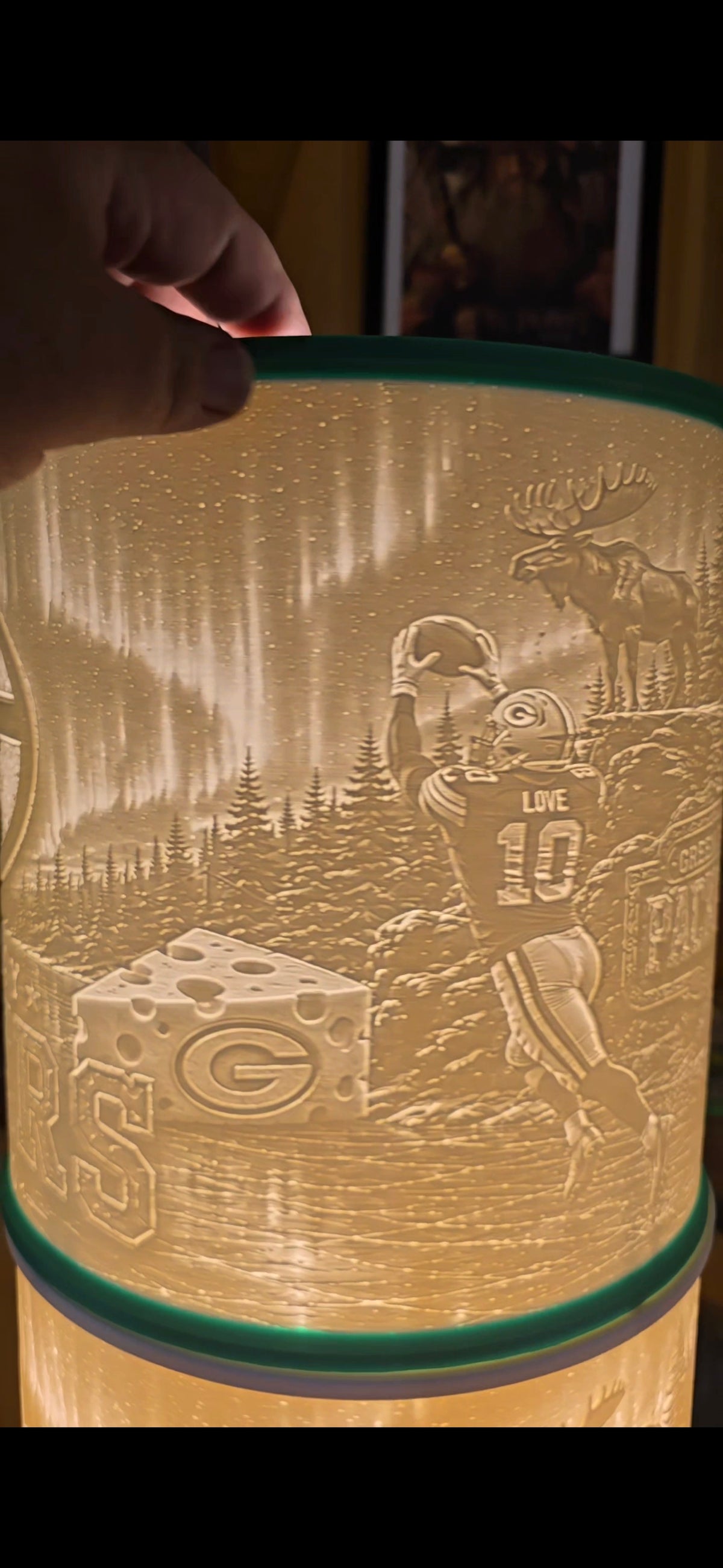 Greenbay Packers Northern Lights design Top Mount lampshade