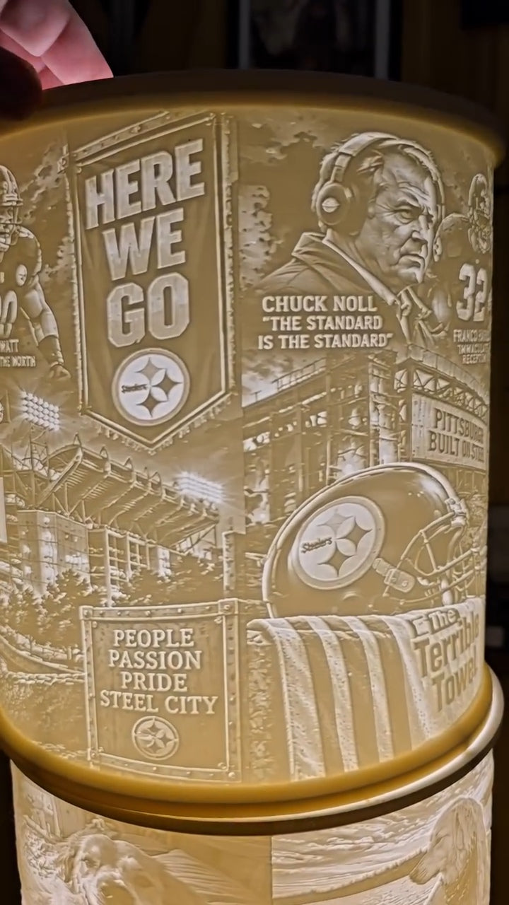 The Pittsburgh Steelers steel curtain NFL top mount design