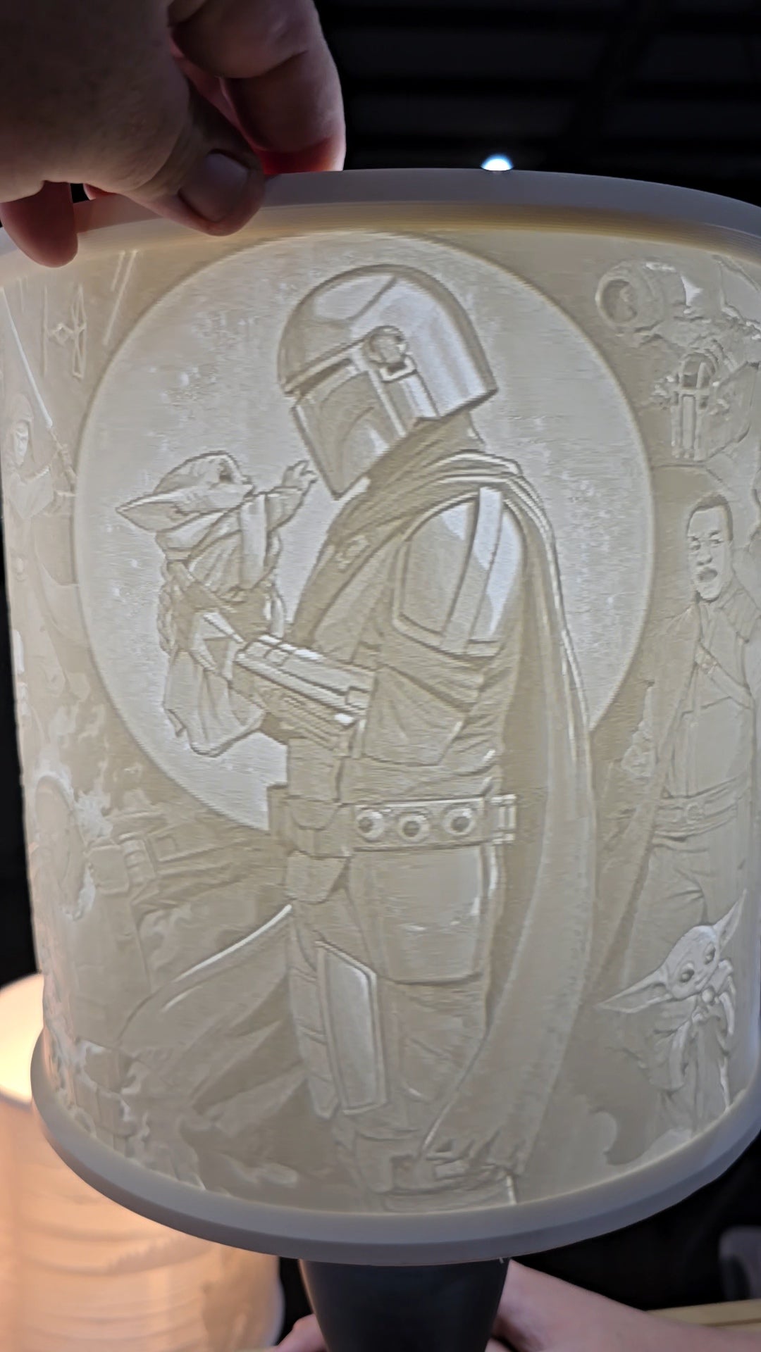 The Mandalorian universe cartoon style top mount lampshade