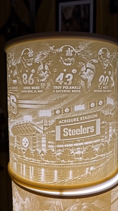 The Pittsburgh Steelers steel curtain NFL top mount design