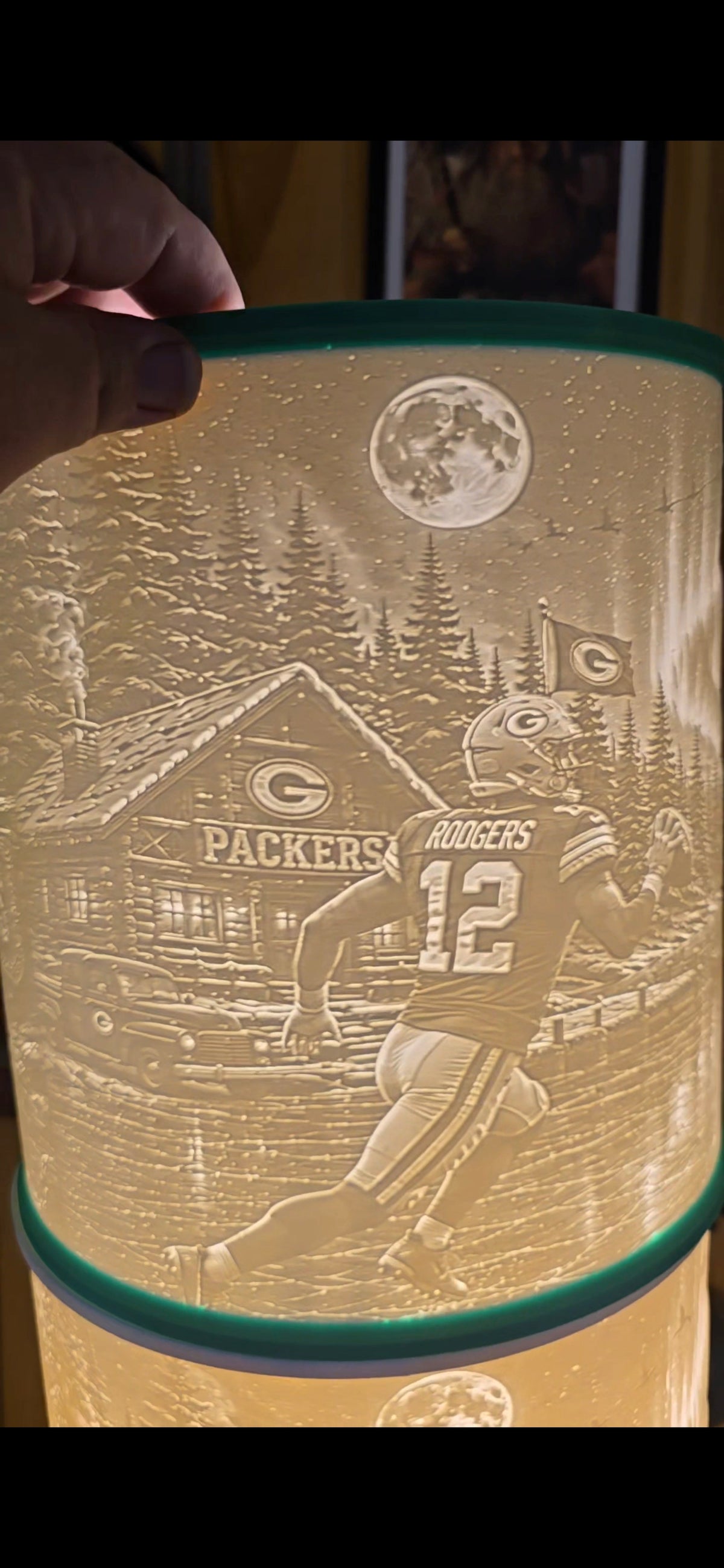 Greenbay Packers Northern Lights design Top Mount lampshade