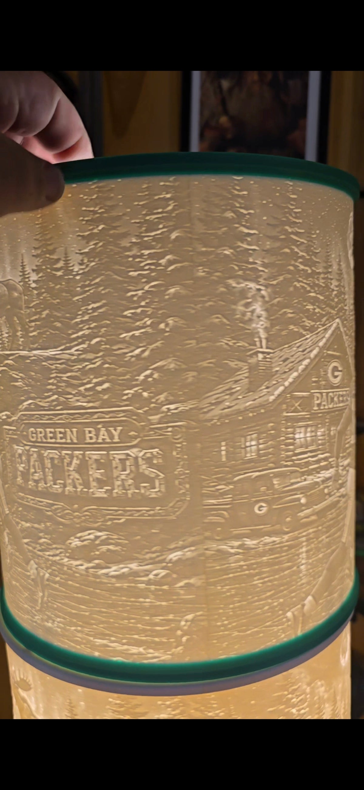 Greenbay Packers Northern Lights design Top Mount lampshade