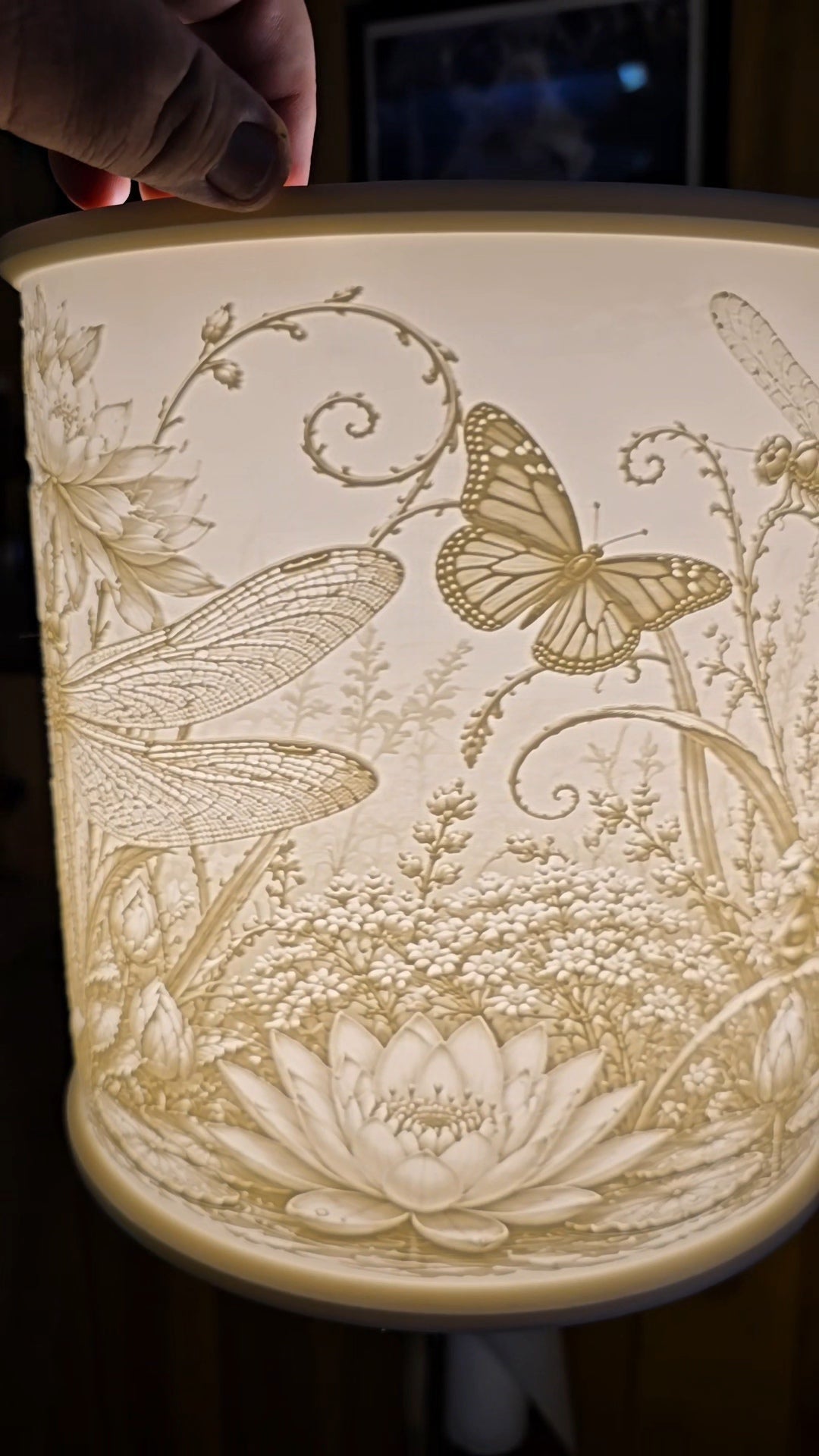 Dragonfly, Butterflies, Bees and Flowers design top mount lamp shade