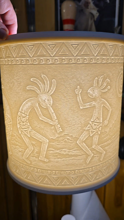 Kokopelli dancing spiritual design top mount lamp shade