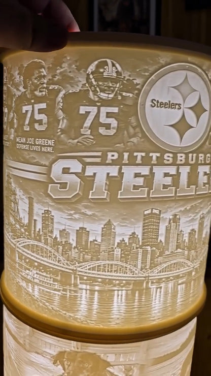 The Pittsburgh Steelers steel curtain NFL top mount design