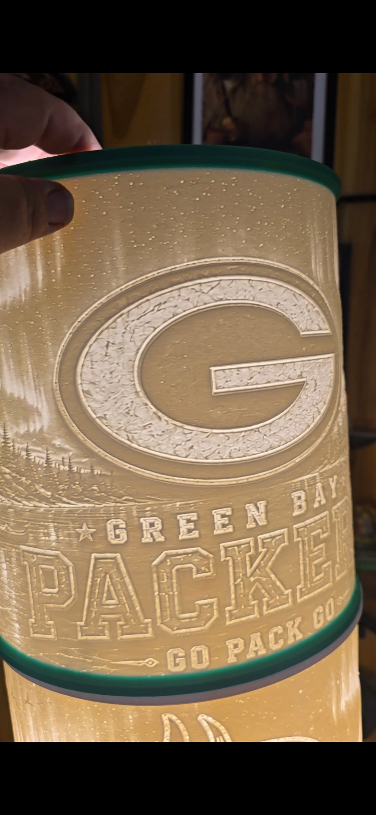 Greenbay Packers Northern Lights design Top Mount lampshade