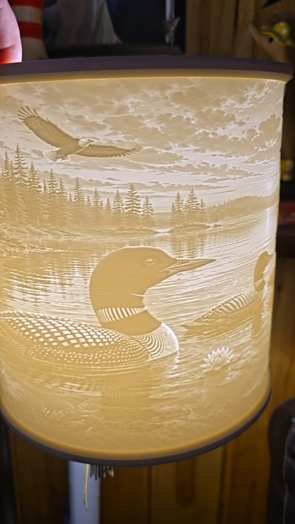 Loons on the lake Top Mount Lampshade only