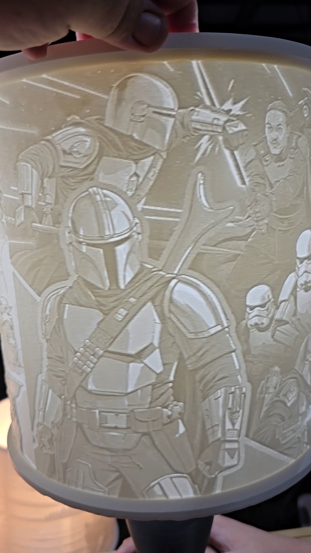 The Mandalorian universe cartoon style top mount lampshade