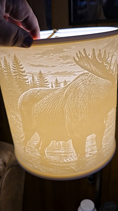 Mother moose and little ones top mount lampshade