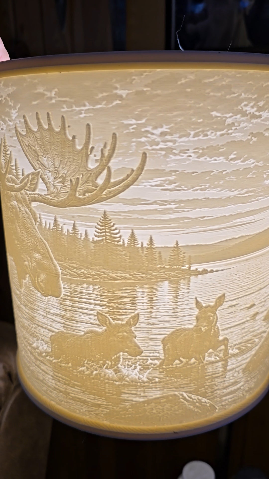 Mother moose and little ones top mount lampshade