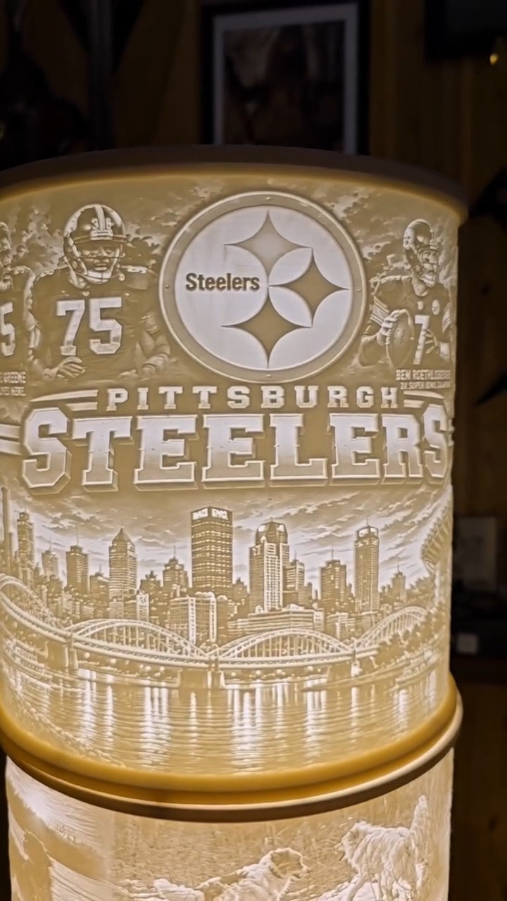 The Pittsburgh Steelers steel curtain NFL top mount design