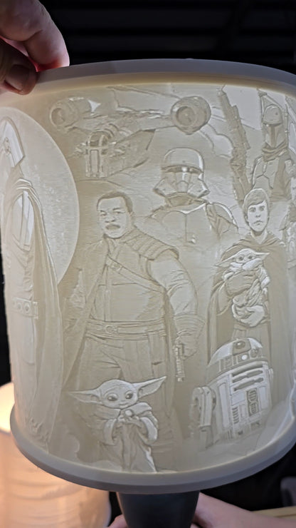 The Mandalorian universe cartoon style top mount lampshade