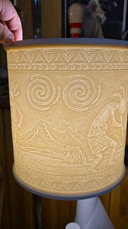 Kokopelli dancing spiritual design top mount lamp shade