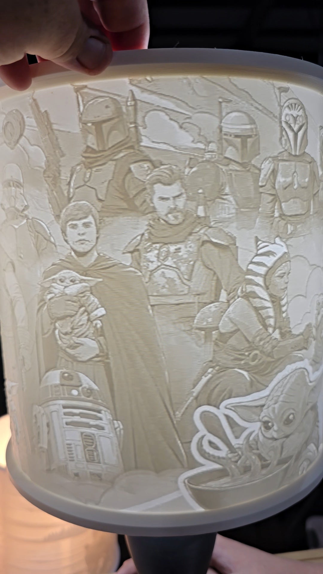 The Mandalorian universe cartoon style top mount lampshade