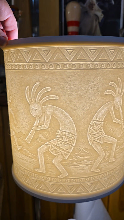Kokopelli dancing spiritual design top mount lamp shade