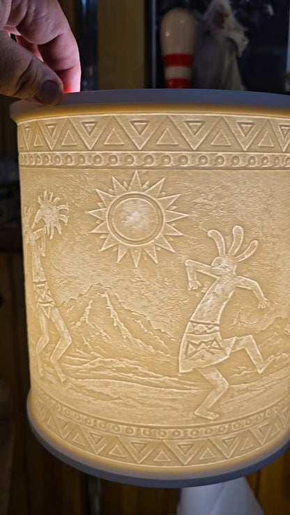 Kokopelli dancing spiritual design top mount lamp shade