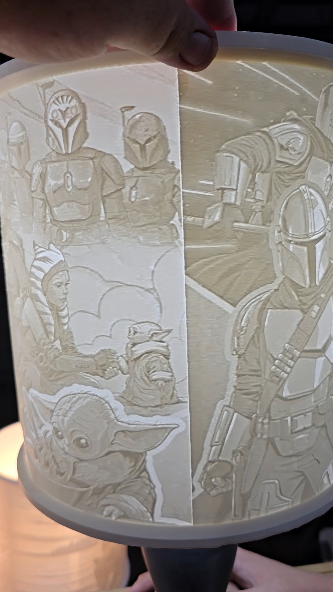 The Mandalorian universe cartoon style top mount lampshade