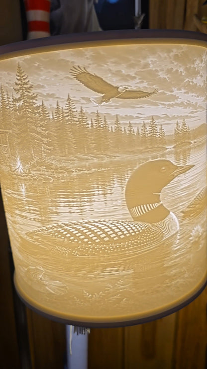 Loons on the lake Top Mount Lampshade only