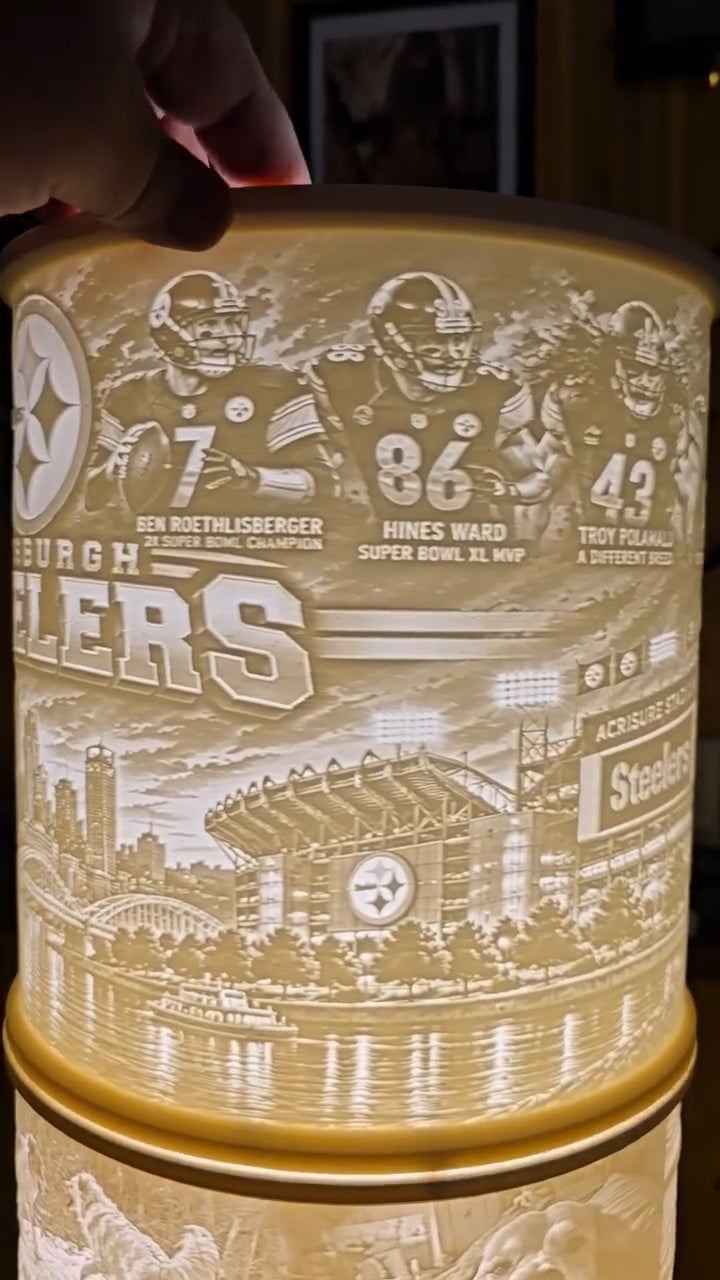 The Pittsburgh Steelers steel curtain NFL top mount design