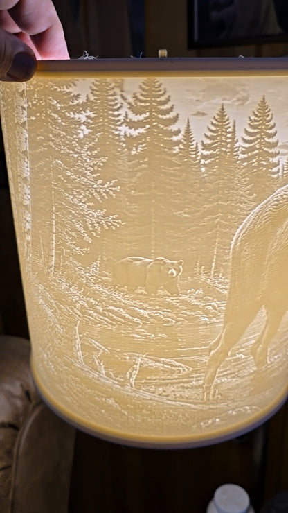 Mother moose and little ones top mount lampshade